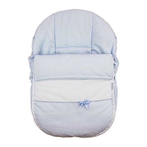 Funda + Saco Universal para Silla de coche GRUPO 0 Rosy Fuentes - Saco para Silla de Bebé Grupo 0 - Equipado para ser Ajustado perfectamente 0-celeste