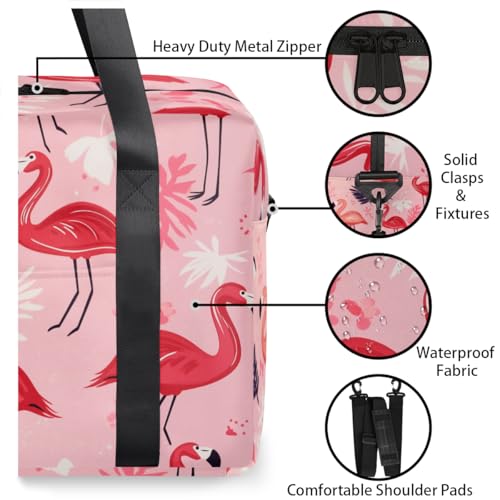 Leaf Flamingos Travel Duffel Bag for Men Women Red Birds Sports Gym Bag Waterproof Weekender Overnight Bags Foldable Carry on Backpack for Swim Yoga Fitness Workout3