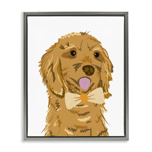 Golden Retriever Puppy Bowtie Pet, 24 x 30 Inch Canvas in Floater Frame
