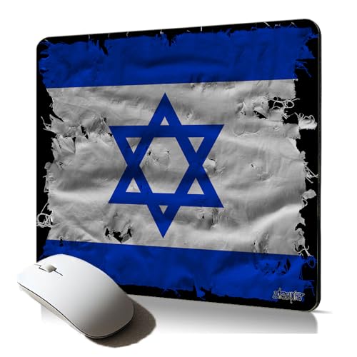 Tapis de Souris Souple Bureau Motif Drapeau Pays Cadeau d'annniversaire, Noel, Retraite Sport 0riginal Rugby Foot Basket Handball Mousepad antidérapant pour Gaming Gamer (Israel)