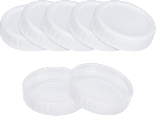 Miniatura 1 de uxcell Tapas para tarros de masón, 10 unidades, tapas de almacenamiento de plástico con 10 anillos de silicona, boca regular a prueba de fugas para