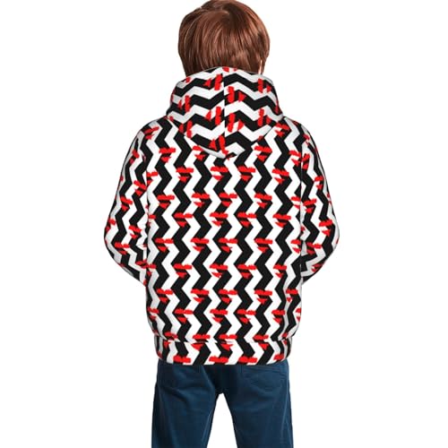 Black And White Stripes Boy, Girls Sports Shirt Youth Pullover Fashion Hooded Sweatshirt2