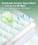 Fracho Ultra Soft Mattress Topper Full Size - Cooling Mattress Topper with Rayon Made from Bamboo Cover - 1000GSM Plush Pillow Top Bed Pad, Naturally Breathable & Supportive for Hot Sleepers, Green