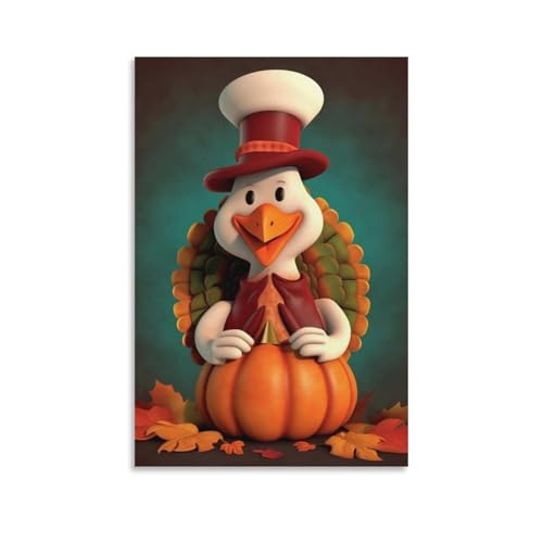 Toile murale Thanksgiving dinde 60x90 : la solution pour raviver un mur de salon vide