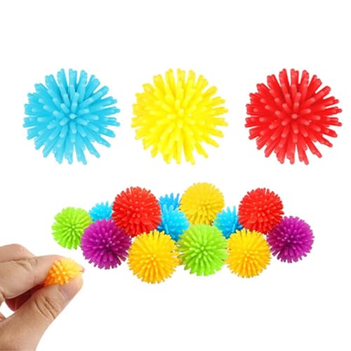 12 Stück Mehrfarbig Mini Stressball mit Noppen für zwischendurch Massageball 2 cm Kleiner Noppenball, für Selbstmassage, Reha und Fitness, Reflexzonen（Zufällige Farbe）