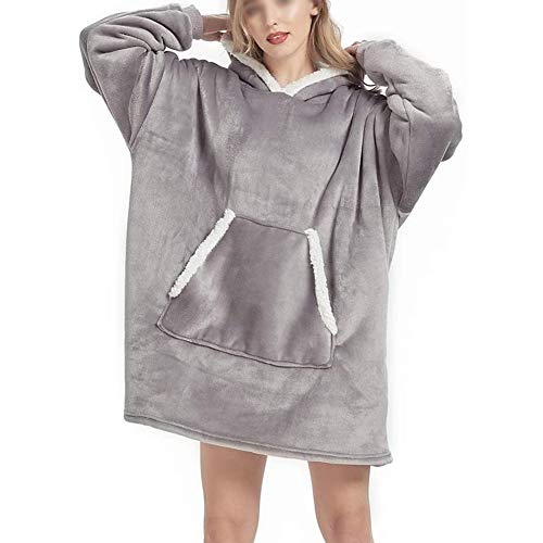 Sweat Plaid Ultra Geant Doux Plaid Capuche en Polaire Pull Chaud Oversize Sherpa Couverture pour Femme Homme Enfant Cover