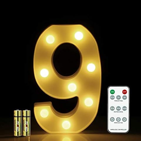 Luz LED 3D HONPHIER con mando a distancia y letras del alfabeto Cover