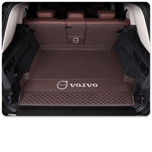 フルカバートランクライナー適用ボルボ XC60/XC40/XC90/V60/S60/S90l/V40/V90 2023 2024 防水トランク保護マットインテリアアクセサリー用車用レザートランクマット,MainCushion+Backrest-BrownS