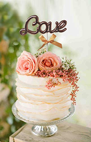 AMFIN® Love Cake Topper for Engagement/Valentines Day/Anniversary Party for Decorations/Anniversary Cake Decorating Items/Valentine Cake Topper/Cake Accessories for Decoration - Rose Gold