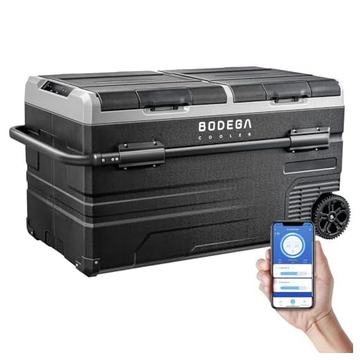 BODEGACOOLER 12 Volt Car Refrigerator, RV Car Fridge Dual Zone APP Control, Portable Freezer,121 Quart (115L) -4℉-68℉ RV Electric Compressor Cooler 12/24V DC &100-240V AC for Outdoor, Camping, Travel