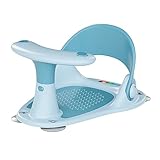 MOGGED Baby Bath Seat, Portable Bathtub Seat with 4 Suction Cups, Water Thermometer, Non-Slip Soft Mat, Baby Bath Chair for 6-36 Months, Blue