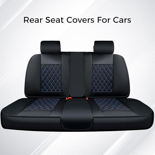 Image of Huidasource Car Back Seat Cover, Leather Anti Slip Automotive Rear Seat Cover Protector, Back Seat Car Cover Velcro Adjustable Universal Fit for Most Cars Sedan SUV Pickup Truck (Back Row /Black&Blue)