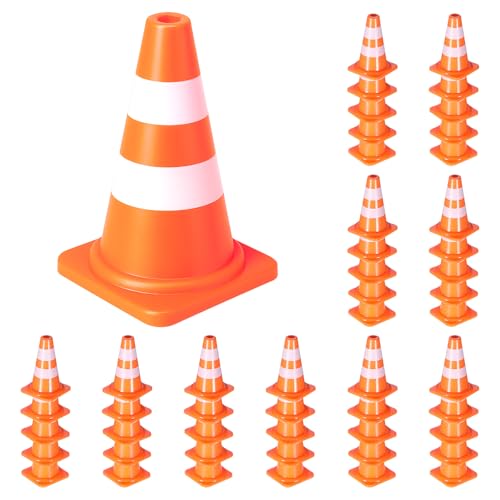 50 PCS Mini Orange Cones, 1-inch Small Traffic Construction Cones, Plastic Mini Traffic Cones, Orange Cones Traffic Signs for Sports Party Decorations