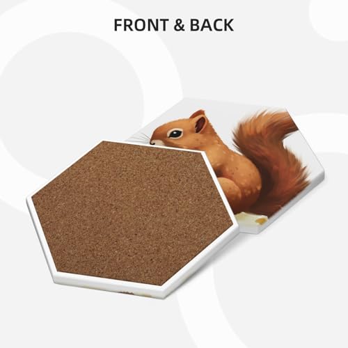 Dessous de verre céramique absorbant lot de 6 avec support écureuil