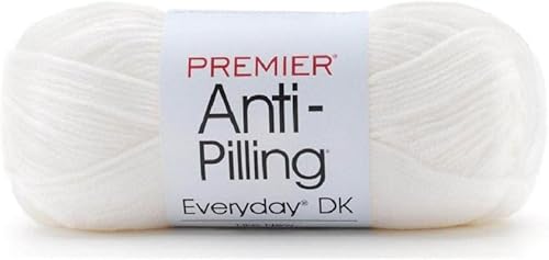 Miniatura 2 de Premier Yarns Everyday DK - Hilo antibolitas, 3.5 onzas, peso ligero #3, paquete de 3 unidades con marcadores de puntada Bella's Crafts (blanco)