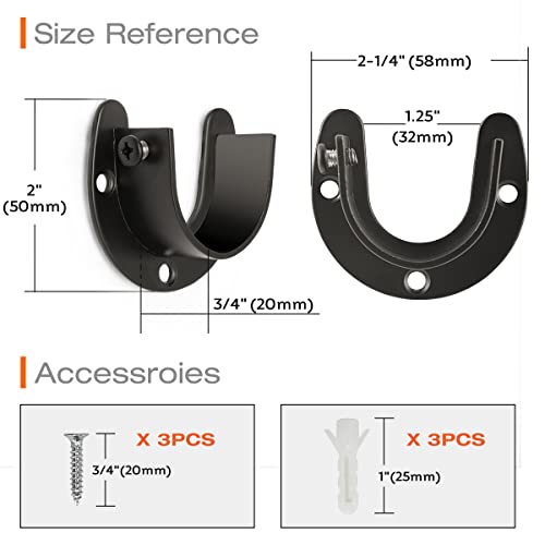 KOVOSCH-8-Pack-Stainless-Steel-Closet-Rod-Brackets-1-14-Inch-Heavy-Duty-Closet-Rod-End-Support-U-Shaped-Closet-Pole-Holder-Flange-Rod-Sockets-with-Adjustable-Screws-Black