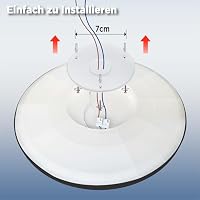 L5L3D LED Deckenleuchte mit Fernbedienung, Φ42x2.8 CM 2700K/4000K/6500K IP44 22W 2900LM Küchelampe LED Deckenlampe mit Backlight-Effekt für Schlafzimmer Badezimmer Bad Wohnzimmer Keller, Schwarz – Ansicht 7