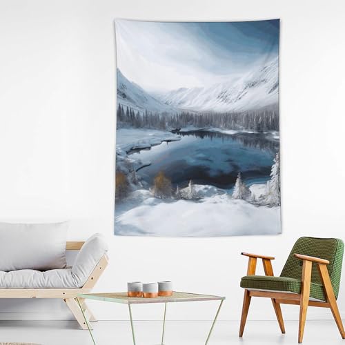 Toile de fond personnalisée paysage hivernal pour masquer un mur abîmé
