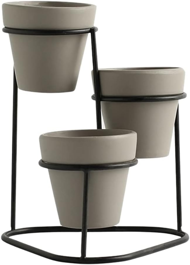 Home Mini Flower Pots Simple Garden Indoor Plant Display Stands(Black)