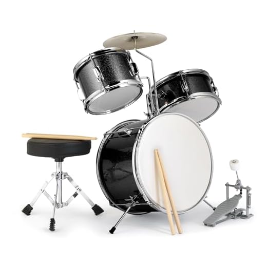 Ktaxon 3-Piece Drum Set with Throne Stool for Beginners, Black