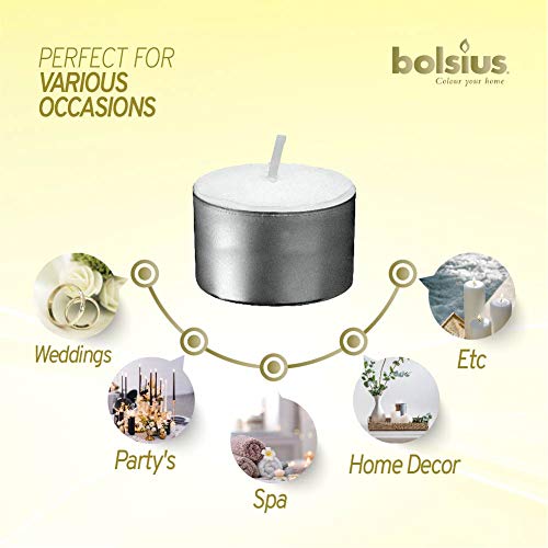 Bolsius Tea Lights Candles - Pack Of 100 White Unscented Candle Lights With 8 Hour Burning Time - Tea Candles For Wedding, Home, Parties, And Special Occasions #TOP3
