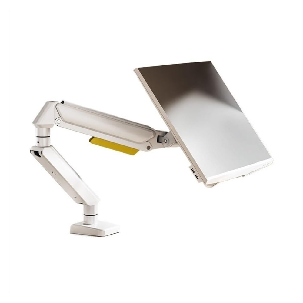 SaryEdge Height - Adjustable Monitor Stand Arm Single Monitor Mount, Pneumatic Spring Full Aluminum Monitor Arm for Max 32" Screens Holds 4.4-22.0 lbs, Adjusta,White