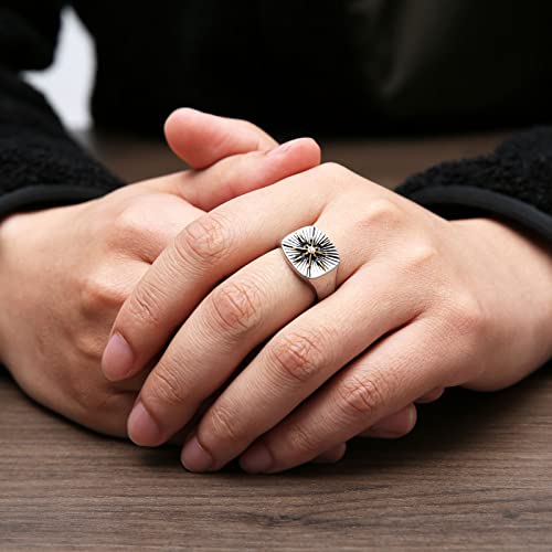 HZMAN Viking Nautical Compass Ring for Men Stainless Steel Vintage Pirate Sailor Amulet Ring Jewelry Gift4