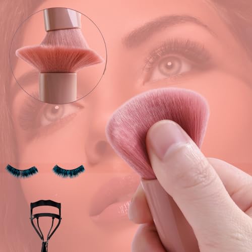 Kit De Maquiagem Com 5 Mini Pincéis Sintéticos E Estojo Compacto Com Espelho Rosa Para Bolsa E Ideal