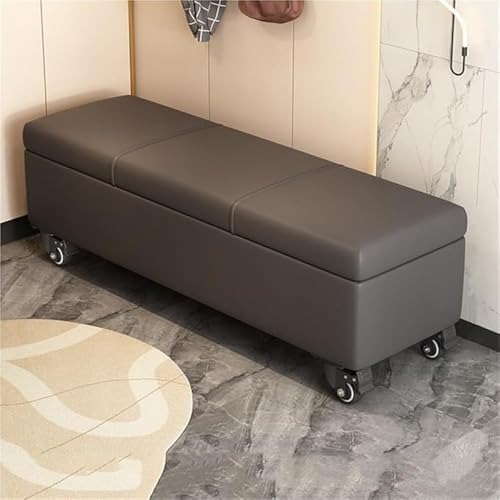 モダンなレザー収納オットマンベンチ パッド入りシート付き 無垢