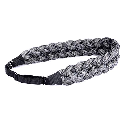 Gledola 5 Strands Synthetic Hair Braid Headband Hair Braided Headband for Women Girl (Dark Gray) - Image 3