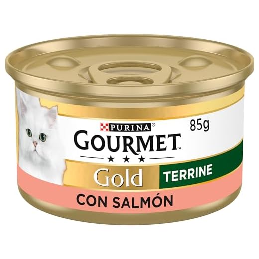 Gourmet Purina Gold Terrine, Comida Húmeda para Gato con Salmón , 24 latas de 85g