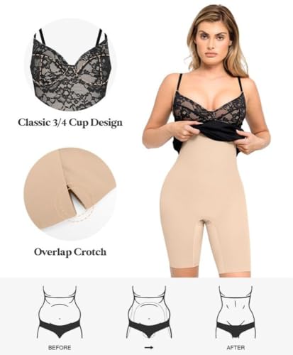 Image of Popilush Lace Midi Dress Shapewear Dresses for Women V-Neck Slip Adjustable Straps Bodycon Slip with Underwire