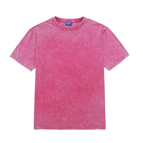 T-shirt d'été à manches courtes pour homme en coton délavé uni taille XL