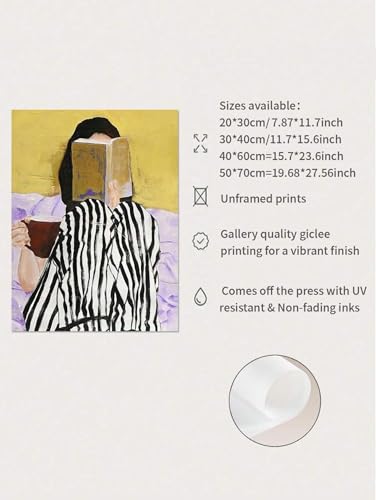Toile femme lisant une solution simple pour décorer un grand mur vide