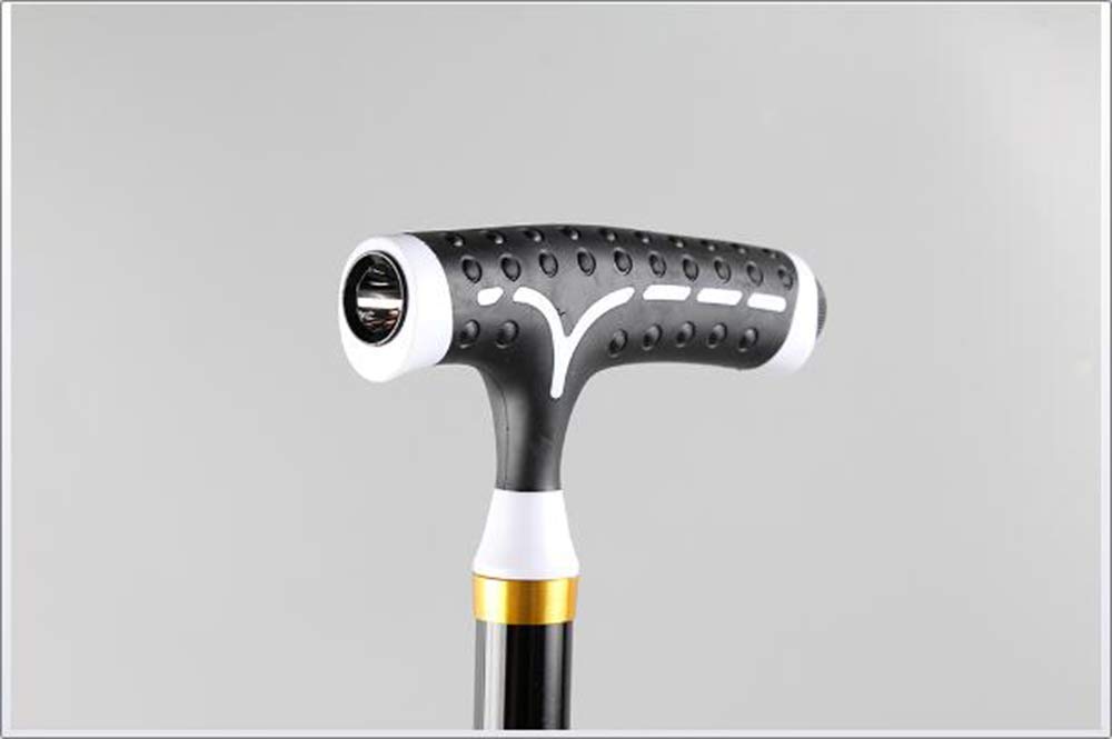 Wózek inwalidzki, lekkie laski do chodzenia, latarka LED, uchwyt T, ergonomiczna regulowana laska dla mężczyzn kobiet przenośna ręka lekka ultra stabilny chodzik, czarna