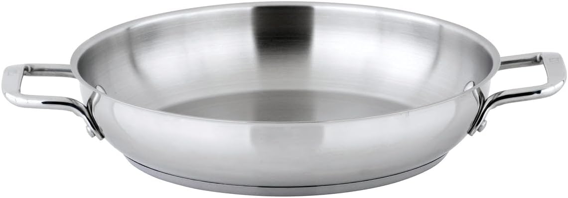Winco SSOP-12, 12-1/2″" Dia Try-Ply Stainless Steel Omelet Pan with 2 Handles, French Omelette Pan, Egg Stir Fry Pan, NSF