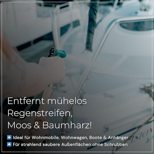 Hanse Pro Caravan Reiniger Wohnmobil - starker Fahrzeugreiniger - entfernt Regenstreifen - Wohnwagen Putzmittel - Spezialreiniger für Außenflächen - 1L Konzentrat - Made in Germany