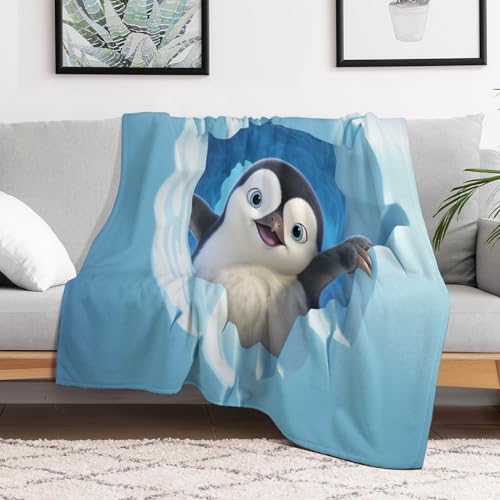 Couverture pingouin douce plaid flannel chaud lavable lit et canapé - 3