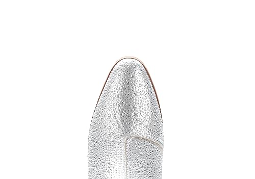 Iuv Women Rhinestone Cowboy Boots Sparkly Western Cowgirl Boots Embroidered Knee High Chunky Heel Mid Calf With Side Zipper Silver7.5 thumb #4