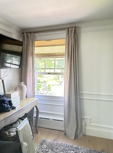 Image of TWOPAGES Natural Cordless Ramie Roman Shade for Windows Customized No Drill Roman Blind Light Filtering Blackout Roman Window Shade, 1 Piece, Cashew