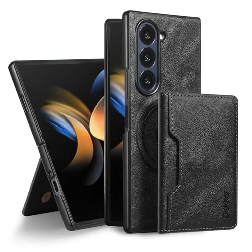 Protection Galaxy Z Fold 5 Cuir Noir : Pochette Magnétique Rabat Antichoc