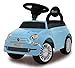 Produktbild JAMARA 460327 - Rutscher FIAT 500 blau - offiziell lizenziert, Kofferraum unter der Sitzfläche, Schub- und Haltegriff, Verschiedene Sounds, Hupe, originalgetreue Optik, wertige Verarbeitung