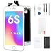 Premium Screen Replacement for iPhone 6S 4.7' - LCD Complete Repair Kit Display 3D Touch Digitizer Assembly with Earpiece, Front Camera, Proximity Sensor, Tempered Glass, Tools, Instruction (White)