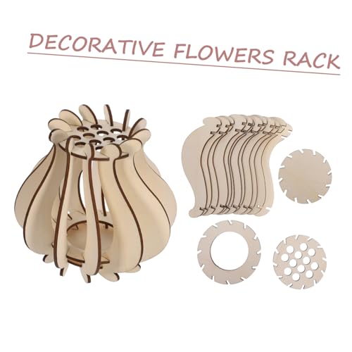 Jarrón de madera de escritorio UKCOCO para arreglos florales 4
