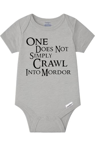 Brain Juice Tees One Does Not Simply Crawl Bodysuit – Halfling Baby Onesie – Fantasy Infant Bodysuit for Boys or Girls (Heather Gray, 6-9 Month)