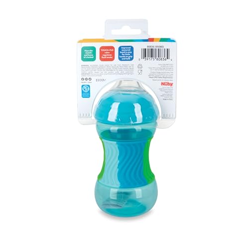 Image of Nuby No Spill Sili Bands 10oz Soft Spout Cup with Textured Easy Grip Silicone Band - Aqua