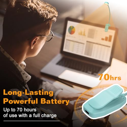 Image of KTEBO 2 Pack Rechargeable Book Light Clip-On Reading Light for Books in Bed | 9 eye-friendly modes from 3 color temperatures and 3 brightness, USB-C up to 30 hrs - Black & Blue