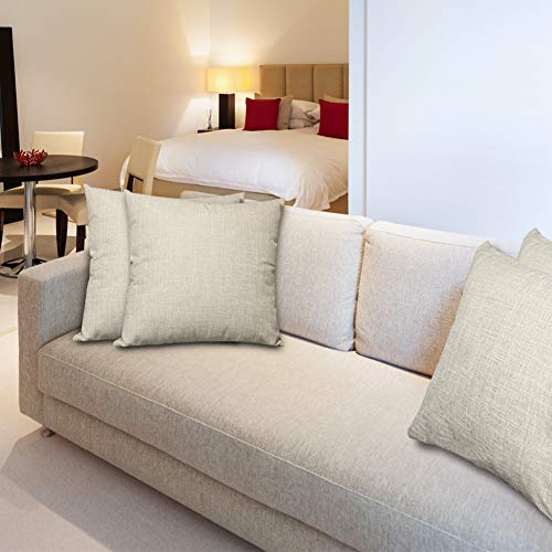 Pack 4, Linen Textured Throw Pillow Covers Set Cushion Case For Sofa Bedroom Car,18X18 Inch, Light Linen #TOP5