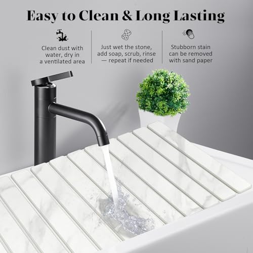 2 PCS Extra Large Stone Dish Drying Mat for Kitchen Counter, 71"×41" CM Stone Drying Mat with 20"x 10"CM Coasters, Non - Slip Collapsible Absorbent Stone Dish Drying Mat for Multi - Purpose by Lprmnnc - Image 5