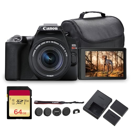 Canon EOS Rebel SL3 DSLR Camera with 18-55mm Lens (Black) | 24.1MP APS-C Sensor, Dual Pixel AF & 4K Video | Great for Beginners & Everyday Photography (3453C002) + 64GB Card + LP-E17 Battery + Bag